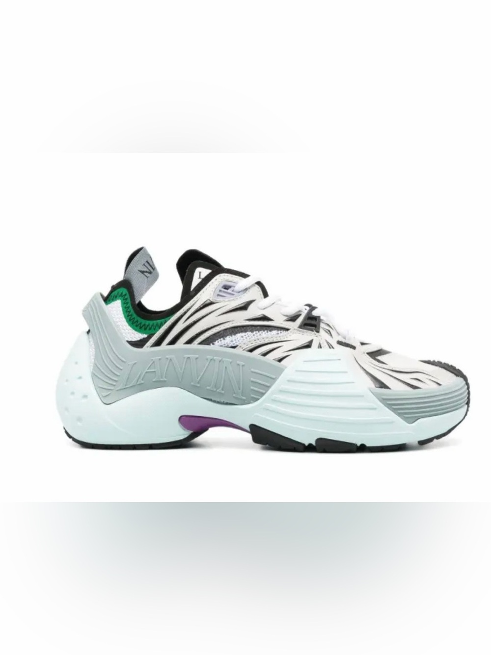 Lanvin White Black & Mint Green Chunky Athletic Sneakers